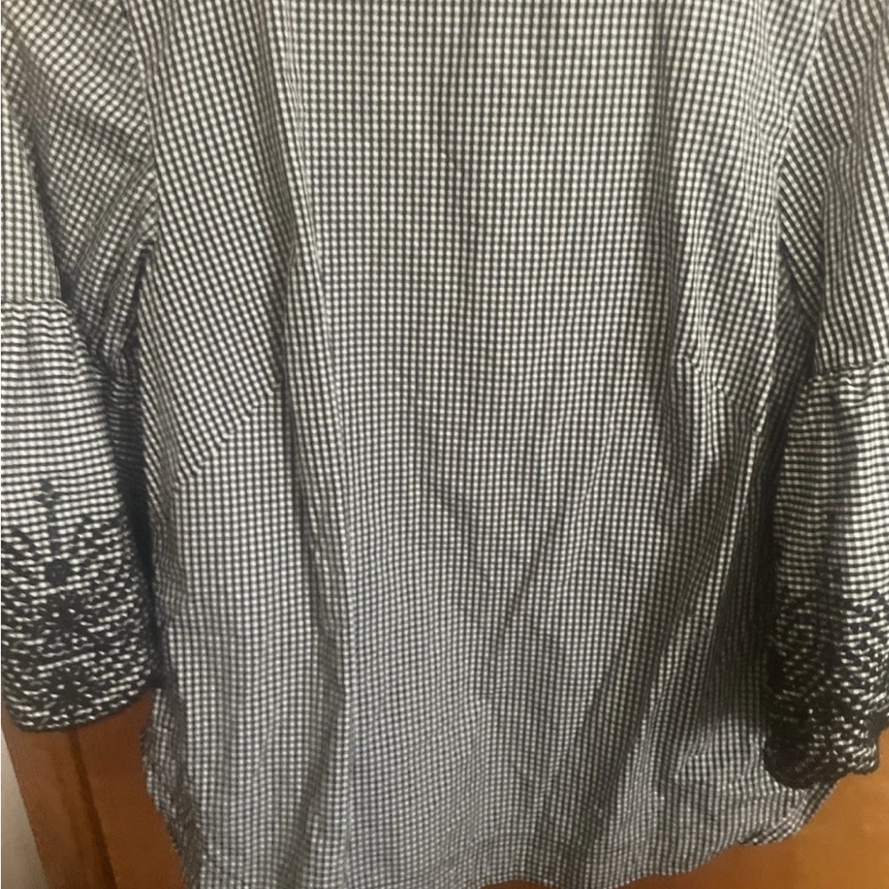 Lauren Ralph Lauren Eyelet-Sleeve Gingham Top Medium